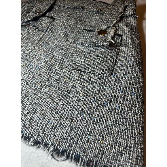 Jiffunny & Do. Woman's Straps Skirt Gray Frayed Tweed Size Small - Picture 4 of 6